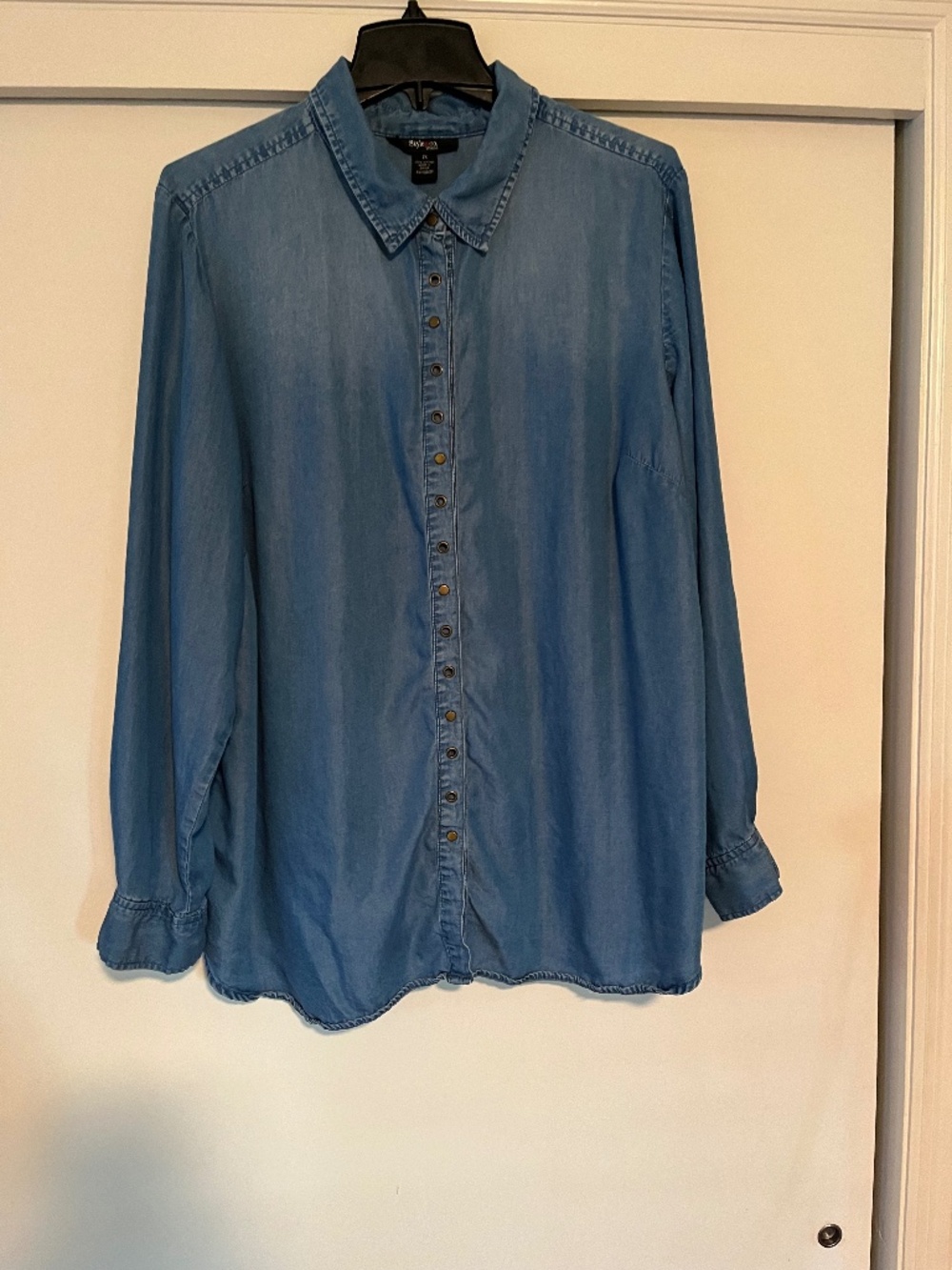 Style & Co Chambray Button Front Shirt Women’s 2X Lyocell Denim Look Top